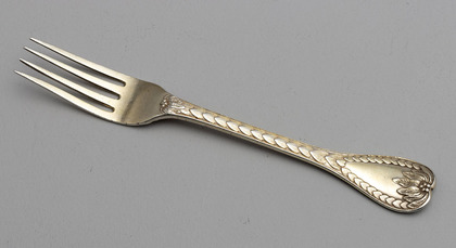 Rare Palm Pattern Gilded Silver Dessert Fork - George Adams, Chawner & Co.